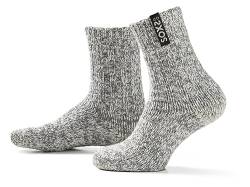 LK Trend & Style Herrensocken SOXS graue Wollsocken aus Schafwolle warm Anti-Kratz Einheitsgröße (GRAU mit schwarzem Logo - du kaufst 1 Paar) von LK Trend & Style