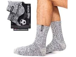 LK Trend & Style Herrensocken SOXS graue Wollsocken aus Schafwolle warm Anti-Kratz Einheitsgröße (GRAU mit schwarzem Logo - du kaufst 2 Paar) von LK Trend & Style