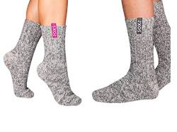LK Trend & Style Pärchensocken für SIE & IHN - SOXS DUO 2 Paar graue Wollsocken aus Schafwolle warm Anti-Kratz Einheitsgrößen Socke von LK Trend & Style
