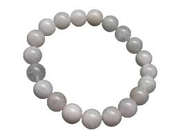 LKBEADS Natural Goshenite Beryl 10mm rondelle smooth 7inch Semi-Precious Gemstones Beaded Bracelets for Men Women Healing Crystal Stretch Beaded Bracelet Unisex von LKBEADS