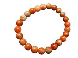LKBEADS Natural Orange Calcite 8mm rondelle smooth 7inch Semi-Precious Gemstones Beaded Bracelets for Men Women Healing Crystal Stretch Beaded Bracelet Unisex von LKBEADS