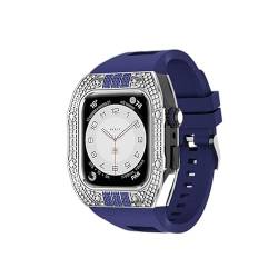 LKDJNC Luxus-Diamant-Gehäusemodifikationsset für iWatch 8, 7, 6, SE, 5, 4, Gummiarmband, 44 mm, 45 mm, für Apple Watch, Metallbeze, 44MM, Achat von LKDJNC