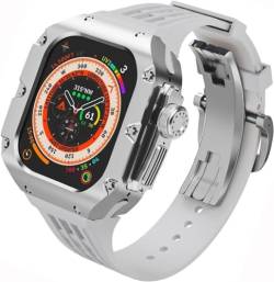 LKDJNC Titan-Metall-Uhrengehäuse, Gummiband, Mod-Kit, für Apple Watch Serie Ultra 2, 49 mm, Ersatzzubehör, für Herren und Damen, im RM-Stil, For Ultra 2, Achat von LKDJNC