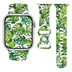 Palm Leaf iwatch-Armbänder, kompatibel mit Apple Watch, Sommer-Armbänder, 38 mm, weiches Silikon, verstellbares Zubehör, Ersatz für Serie 9/8/7/SE/Ultra, Unisex, Geschenke für Damen, Herren, Mädchen von LKJHGFDSA