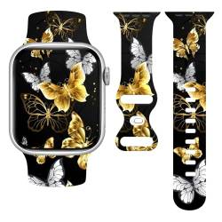 Schmetterlings-Sportarmband, kompatibel mit Apple Watch Serie 9/8/7/6/5/4/3/2/1/SE/Ultra, für iWatch-Armbänder mit Schmetterlingen, 38 mm, 40 mm, 41 mm, für Damen und Mädchen, Silikon-Armband, von LKJHGFDSA