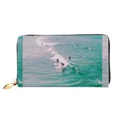 LKLDDPZB Beach Surf Print Long Leather Clutch Wallet - Modisch schick und langlebig Geldbörse mit doppelseitig bedrucktem Design, Schwarz , Einheitsgröße von LKLDDPZB