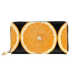 LKLDDPZB Orange Slice Print Lange Leder Clutch Wallet - Modisch Schicke und langlebige Geldbörse mit doppelseitig bedrucktem Design, Schwarz , Einheitsgröße von LKLDDPZB