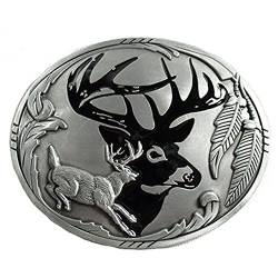 LKMY Gürtelschnalle, Elk Lucky Deer Gürtelschnalle, Western Cowboy Scroll Gürtelschnalle für Herren Damen von LKMY