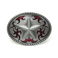 LKMY Gürtelschnalle mit Lucky Star Pentagram Gürtelschnalle, Western Cowboy Scroll Gürtelschnalle für Herren Damen von LKMY