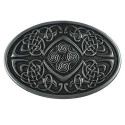 LKMY Keltischer Knoten ovale Gürtelschnalle, amerikanisches keltisches, irisches keltisches Kreuz für Damen und Herren, D-Silver, von LKMY
