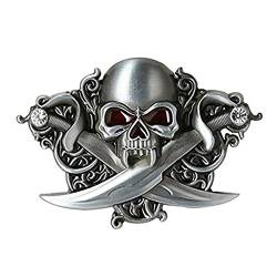 LKMY Neuheit Herren Gürtelschnalle, Western 3D Skull Sword Gürtelschnalle für Herren Damen von LKMY