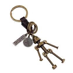 LKMY Schlüsselanhänger mit Roboter-Motiv, Leder, Vintage-Anhänger für Männer und Frauen, Geschenkidee für Mama und Papa von LKMY