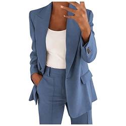 Blazer Damen Sportlich Elegant Mantel Frühling Festlich Hochzeit Longblazer Sommer Business Outfit Women's Suits Sweatblazer Festliche Kleidung Oversize Vintage Kostüm & Blazer Anzug Damen Blau M von LKRSEEF