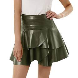 Damen Rock Coole Lack Und Leder Minirock Lederimitat Lackkleid Knielang Leather Hüftbetont Skater Kinkywear Schwarzer Ausgefallene Eng Y2k Rave Cordrock von LKRSEEF