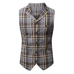 LKRSEEF Herren Weste Elegant Braun Modern Western ?rmellose Festlich Smoking Anzugweste Grau Comfort Gilet Arbeitsweste Waistcoat Sportlich Anzug Weste Herren von LKRSEEF