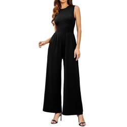 LKRSEEF Jumpsuit Damen Lang Festlich Zweiteiler Sportlich Overall Schicke Set Sommerlicher Jumpsuits Abendgarderobe Modern Langarm Ausgeh Sleek Playsuit Kuschelanzug 2 Teiler Schwarz M von LKRSEEF