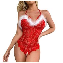 LKRSEEF Rote Damen Dessous Reizwäsche Sexy Weihnachte Kleidung Outfit Dame Set Curvy Erotische Unterwäsche Reizwäsche Sex Reizende Frauen Dessuesexy Kostüm Dessous von LKRSEEF