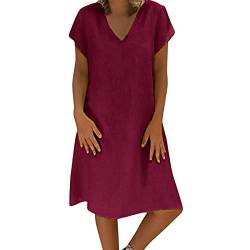 LKRSEEF Sommerkleid Damen Leicht Strandkleid Italienische Mode Longshirt Beach Maxikleid Boho Kleidung Kleid 50 Jahren Hemdkleid Pareos & Strandkleider Für Damen Kleider Elegant Rot L von LKRSEEF