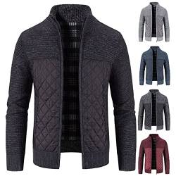 LKRSEEF Strickjacke Herren Fleecejacke Sweatjacke Mit Reißverschluss Trachtenjacke Gestrickt Cardigan Herren Wintermantel M-3XL von LKRSEEF