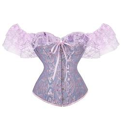 LKRSEEF Weißes Korsett Wikinger Kleidung Damen Schwarzes Korsett Top Büstenhebe Offen Moulin Rouge Kostüm Pirat Kostüm Damen Korsage Damen Sexy Schnüren Purple Corset von LKRSEEF