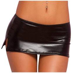 Lack und Leder Sexy Frauen Minirock Damen Lederimitat Slim Fit Miniskirt Nachtclub Wickelrock Goth Skirt Knielang Rock Lackkleid Sexy Gefüttert Röcke Lederrock von LKRSEEF