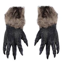 LKXHarleya 1 Paar Wolf Krallen Handschuhe Natürlich Latex mit Faux Pelz Schick Halloween Party Kleid Fotografie Zubehörteil von LKXHarleya