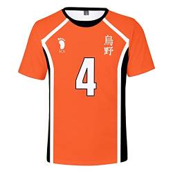 Damen Herren Japanese Anime Haikyuu T-Shirt Tops，Cosplay High School Karasuno Volleyball Team Trikot No.4 Tee Top von LKY STAR