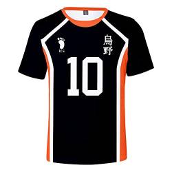 Japanese Anime Haikyuu T-Shirt Tops, Karasuno High School Volleyball Team Uniform Casual 3D T-Shirt Cosplay No.10, No.4,100-160 von LKY STAR
