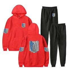 LKY STAR Attack On Titan Trainingsanzug Set Hoodie und Jogginghose 2-teiliges Zweiteiliges Sweatshirt für Männer Frauen Teenager XXS-4XL von LKY STAR