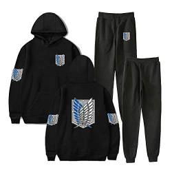 LKY STAR Attack On Titan Trainingsanzug Set Hoodie und Jogginghose 2-teiliges Zweiteiliges Sweatshirt für Männer Frauen Teenager XXS-4XL von LKY STAR