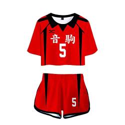 LKY STAR Haikyuu!! Damen Sommer mit Anime Volleyball Crop Top und Shorts, Karasuno Volleyball Mädchen Trainingsanzug 2 Stück Set von LKY STAR