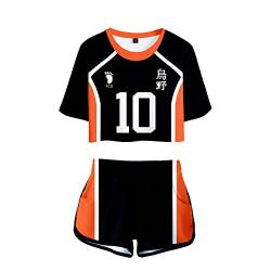 LKY STAR Haikyuu!! Damen Sommer mit Anime Volleyball Crop Top und Shorts, Karasuno Volleyball Mädchen Trainingsanzug 2 Stück Set von LKY STAR