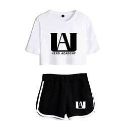 LKY STAR My Hero Academia T-Shirts und Kurze Hose Set Anime MHA Cosplay Deku Shoto Crop Top und Shorts 2pcs für Damen Mädchen von LKY STAR