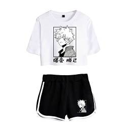 LKY STAR My Hero Academia T-Shirts und Kurze Hose Set Anime MHA Cosplay Deku Shoto Crop Top und Shorts 2pcs für Damen Mädchen von LKY STAR