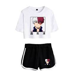 LKY STAR My Hero Academia T-Shirts und Kurze Hose Set Anime MHA Cosplay Deku Shoto Crop Top und Shorts 2pcs für Damen Mädchen von LKY STAR