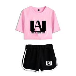 LKY STAR My Hero Academia T-Shirts und Kurze Hose Set Anime MHA Cosplay Deku Shoto Crop Top und Shorts 2pcs für Damen Mädchen von LKY STAR