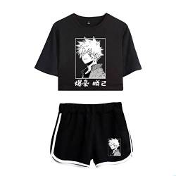 LKY STAR My Hero Academia T-Shirts und Kurze Hose Set Anime MHA Cosplay Deku Shoto Crop Top und Shorts 2pcs für Damen Mädchen von LKY STAR