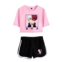 LKY STAR My Hero Academia T-Shirts und Kurze Hose Set Anime MHA Cosplay Deku Shoto Crop Top und Shorts 2pcs für Damen Mädchen von LKY STAR