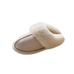 LLDG Damen und Herren Hausschuhe Winter Plüsch Warme Pantoffeln rutschfeste Faux Pelz Slipper Weiche Flache Latschen Lammfell Flauschige Gefüttert Schlappen Outdoor/Indoor Hüttenschuhe Weiche Slides von LLDG