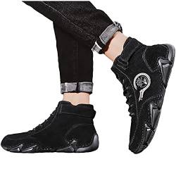 LLDG Herren Wanderschuhe High-Top Winterschuhe mit Mit Klettverschluss Schnürhalbschuhe mode Freizeitschuhe rutschfest Stiefeletten Warme und Kaschmir Kurzschaft Boots Retro Winterstiefel von LLDG