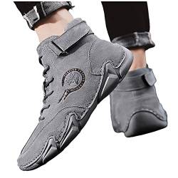 LLDG Herren Wanderschuhe High-Top Winterschuhe mit Mit Klettverschluss Schnürhalbschuhe mode Freizeitschuhe rutschfest Stiefeletten Warme und Kaschmir Kurzschaft Boots Retro Winterstiefel von LLDG