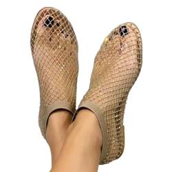 LLDYAN Ultra Comfortable Shiny Gem Mesh Flats, Shiny Gem Mesh Flats, Lightweight and Comfortable Slip On Flats (Nude,38) von LLDYAN