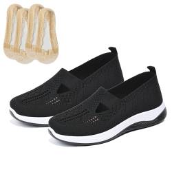 Women's Woven Orthopedic Breathable Soft Shoes, Slip on Sneakers Women Hands Free Arch Support (Black,36) von LLDYAN