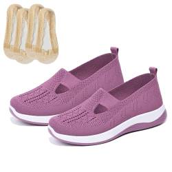 Women's Woven Orthopedic Breathable Soft Shoes, Slip on Sneakers Women Hands Free Arch Support (Purple,39) von LLDYAN