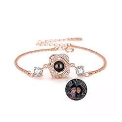 LLKCHQD Personalisiertes Armband mit Bild, 925er Sterlingsilber Personalisiertes Projektionsarmband mit Foto, Erinnerungsgeschenk für Frauen/Familie/Paar/Haustier von LLKCHQD