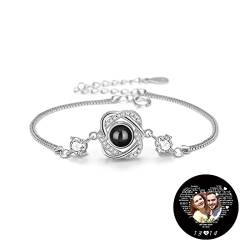 LLKCHQD Personalisiertes Armband mit Bild, 925er Sterlingsilber Personalisiertes Projektionsarmband mit Foto, Erinnerungsgeschenk für Frauen/Familie/Paar/Haustier von LLKCHQD