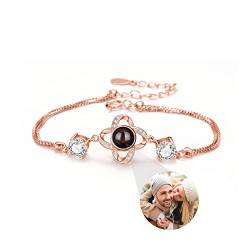 LLKCHQD Personalisiertes Armband mit Bild, 925er Sterlingsilber Personalisiertes Projektionsarmband mit Foto, Erinnerungsgeschenk für Frauen/Familie/Paar/Haustier von LLKCHQD