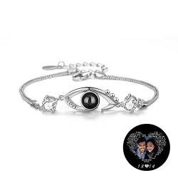 LLKCHQD Personalisiertes Armband mit Bild, 925er Sterlingsilber Personalisiertes Projektionsarmband mit Foto, Erinnerungsgeschenk für Frauen/Familie/Paar/Haustier von LLKCHQD