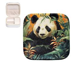 LLNSUPPLY Reise-Schmuckkästchen, klein, Panda, Bambus, tragbarer Schmuckkoffer, Schmuck-Reise-Organizer, Aufbewahrungsboxen für Damen von LLNSUPPLY