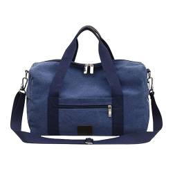LLaviD Reisetaschen Reisetasche Mit Großer Kapazität Casual Canvas Umhängetasche Ausflug Gepäck Herren Retro Einfache Handtasche-Groß Blau von LLaviD